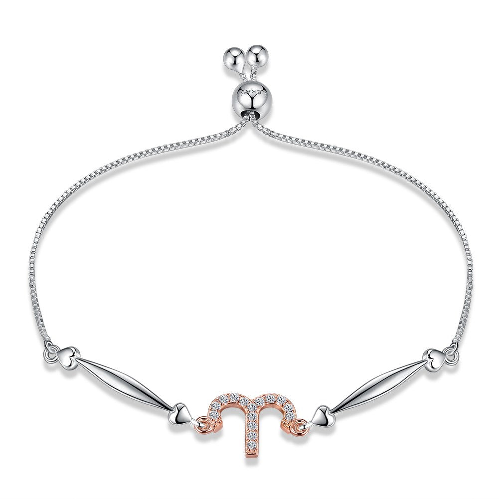 925 Sterling Silver 12 Constellation Sterling Silver Bracelet Aries Fashion Bracelets for Female Bracelets