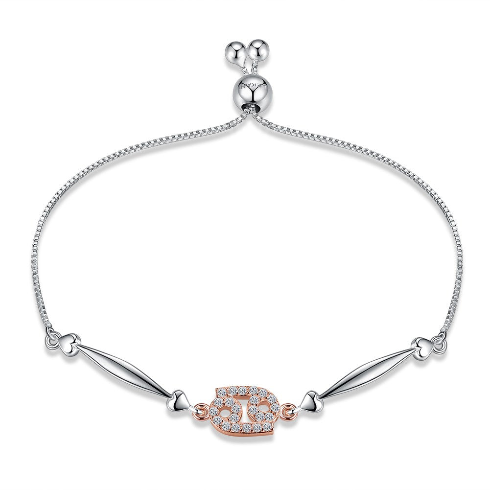 925 Sterling Silver 12 Constellation Sterling Silver Bracelet Cancer Fashion Bracelets for Female Bracelets