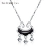 925 Sterling Silver Black Wishful Lock Pendant Necklace Simple Style Charm Women Fine Jewelry Gift Anniversary Wedding