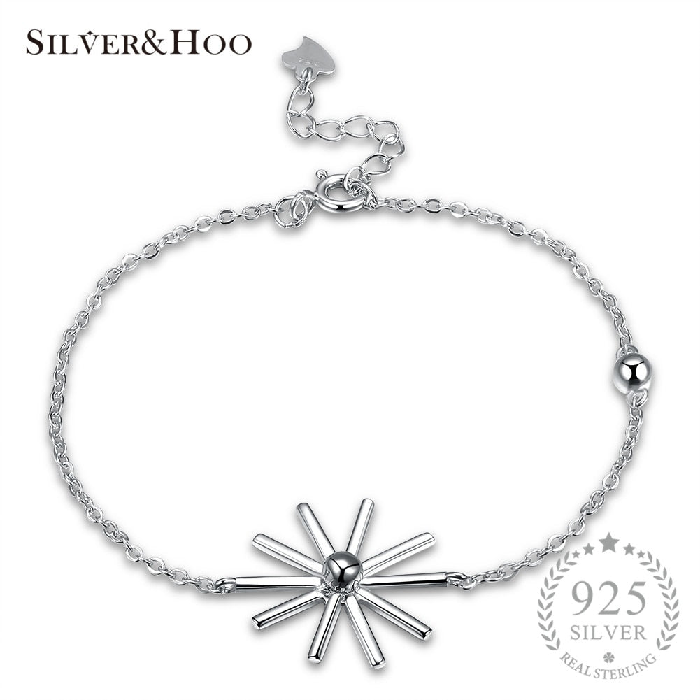 925 Sterling Silver Flower Bangles Simple Style Bracelets Jewelry for Women Wedding Gift Party Wholesale