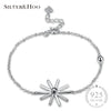 925 Sterling Silver Flower Bangles Simple Style Bracelets Jewelry for Women Wedding Gift Party Wholesale