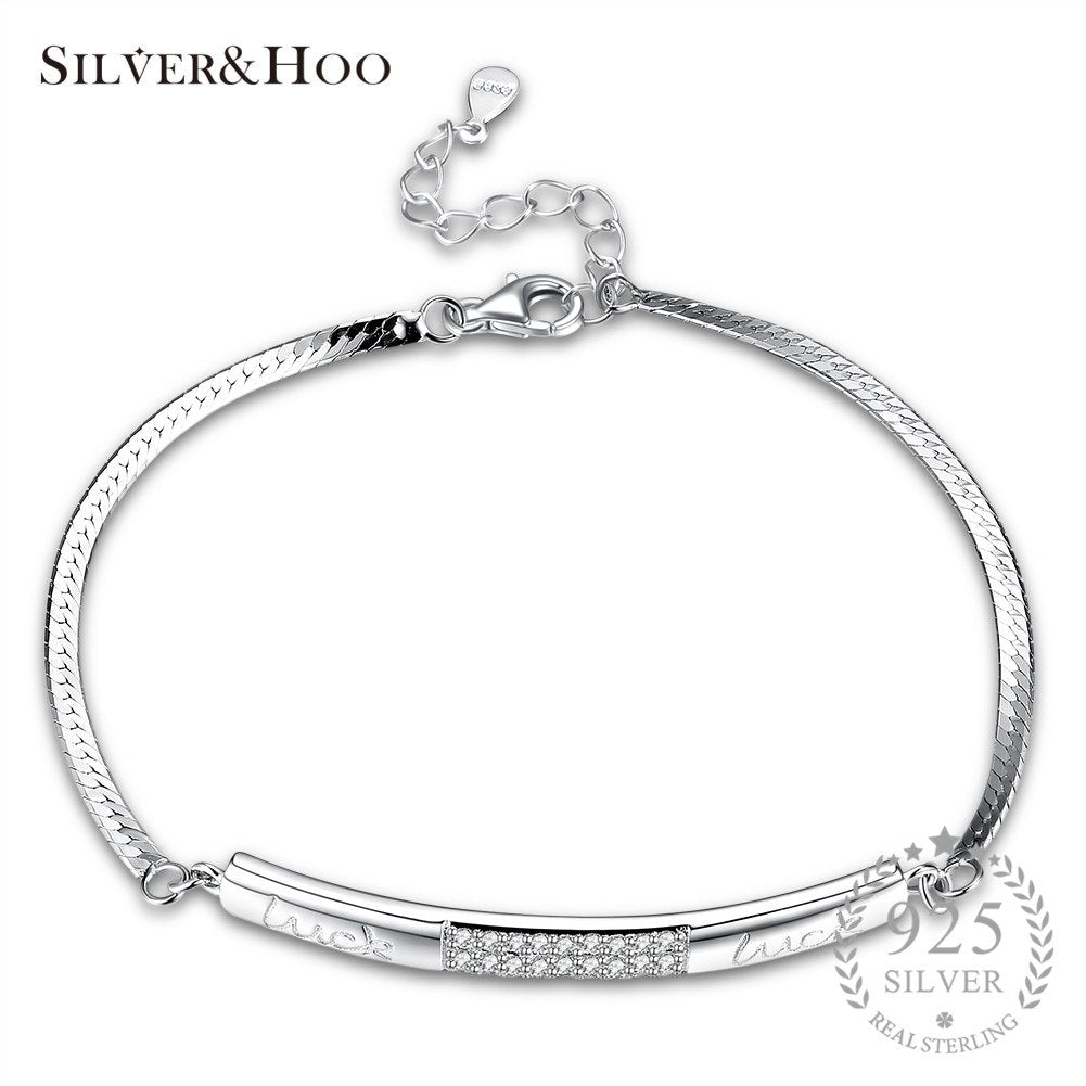 925 Sterling Silver Luxury Shining Cubic Zircon Crystal Bangles Charm Bracelets for Women Wedding Gift Party