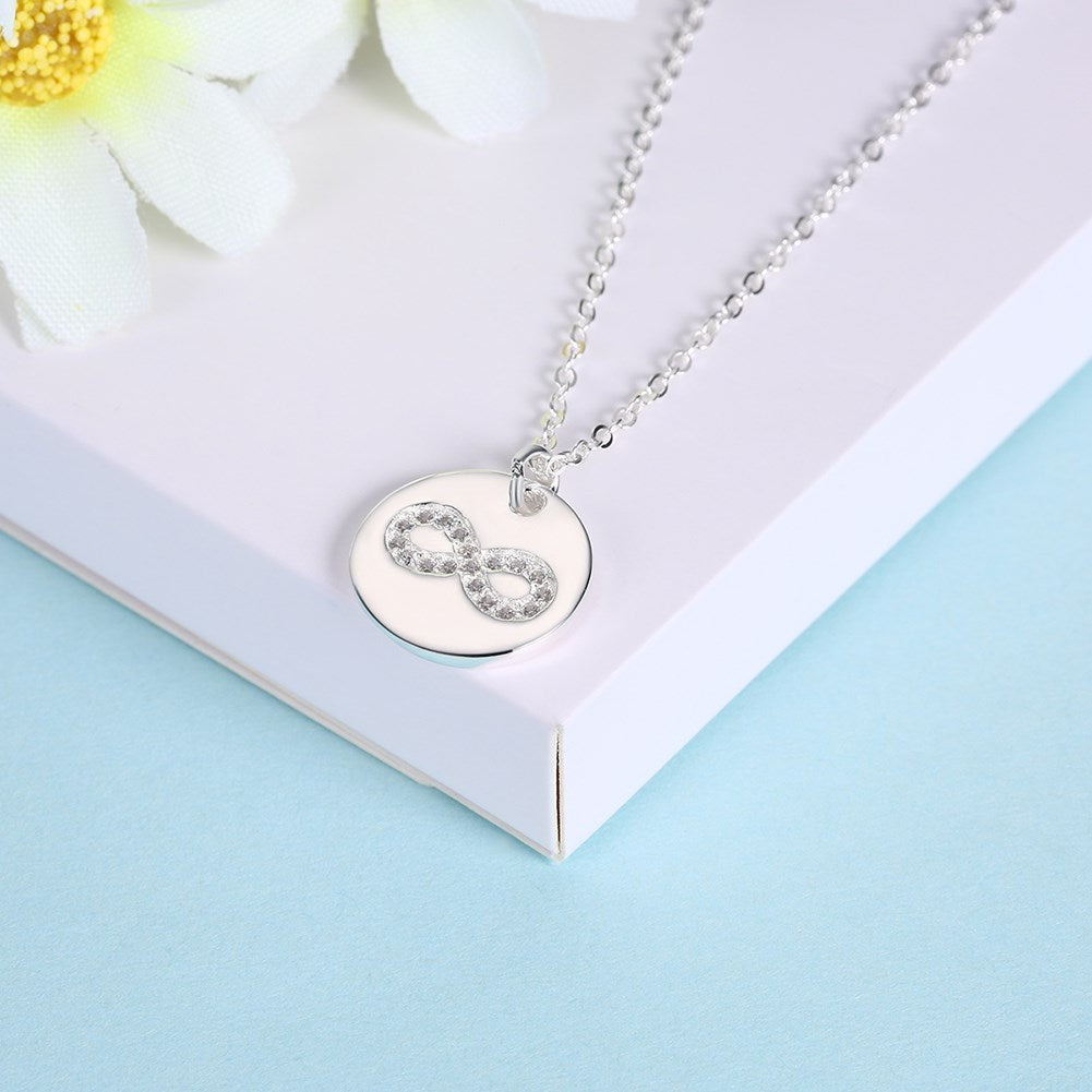 925 Sterling Silver Necklaces Round Ziron Stone 8 Design and Eye Shape Pendant Fashion Boutique Necklace