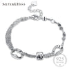 Bracelets for Women 100% 925 Sterling Silver Trendy Gift AAA+ Elegant Zircon CZ Adjustable Link Chain Bangles