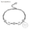 Diamond Shaped Cubic Zircon CZ Crystal Bracelets & Bangles Star Romantic Jewelry Lady Women 925 Sterling Silver