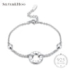 Genuine 925 Sterling Silver Round Charm LOVE Bracelets Party Jewelry for Women with Cubic Zircon Crystal Wedding