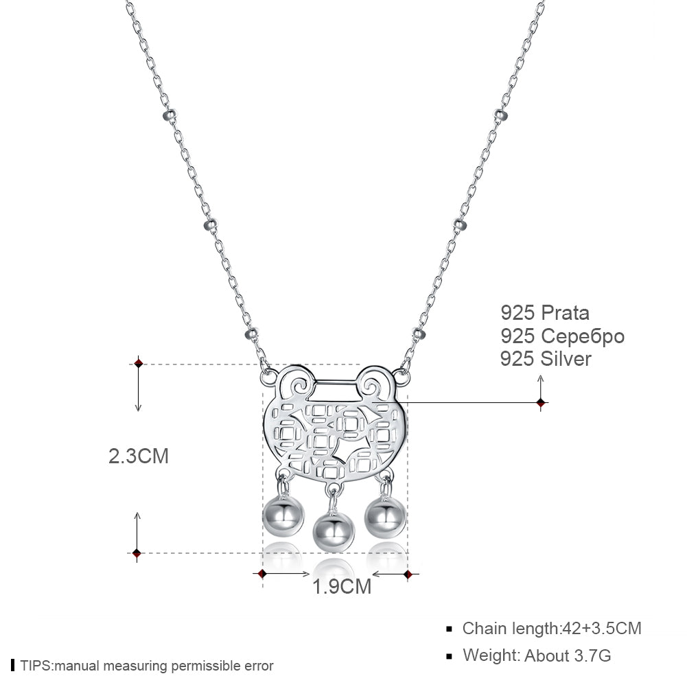 Lady Women 925 Sterling Silver Hollow Wishful lock Pendant Necklace Charming Bangles Wedding Fine Jewelry Gift