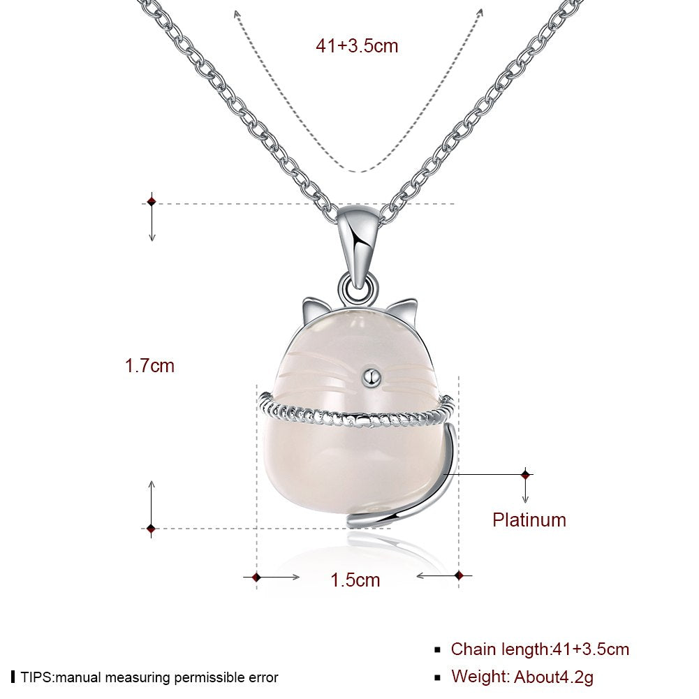Pendant Necklace Lovely Cat Moonstone 2020 New Design 925 Sterling Silver Gift for Child Women Fine Jewelry
