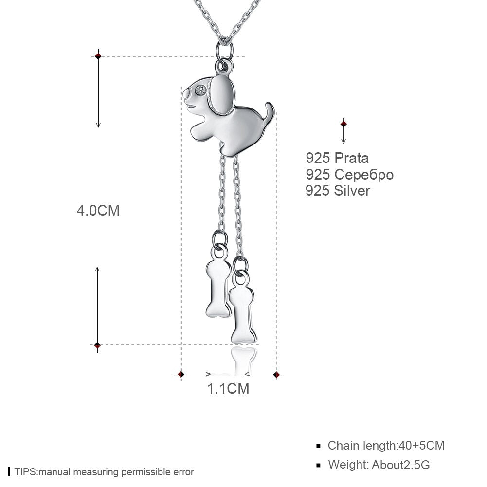 Pendant Necklace Lovely Dog with Bone 2020 New Design 925 Sterling Silver Gift for Child Women Fine Jewelry Accessorie
