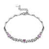 Pink Heart Cubic Zircon CZ Green Crystal Bracelet & Bangle Wings Chain Romantic Jewelry Lady Women 925 Sterling Silver