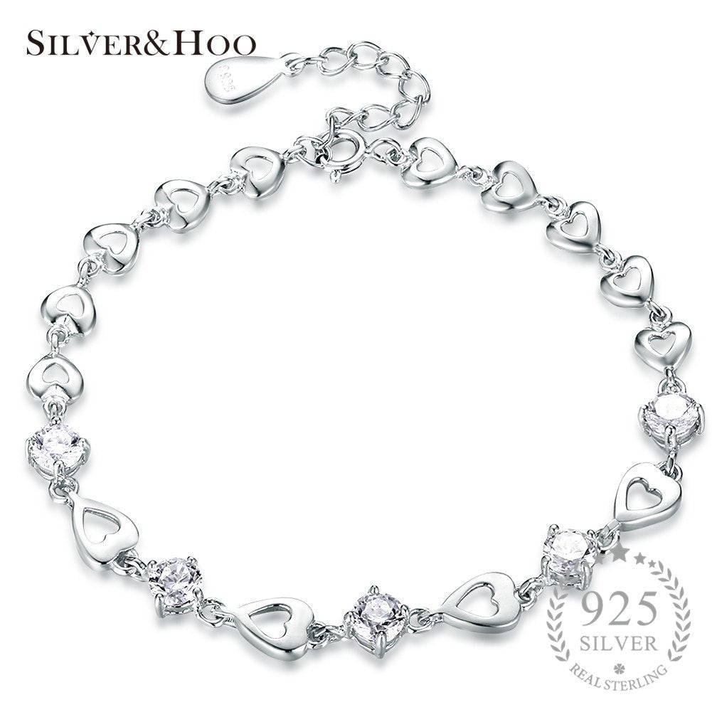 Romantic Luxury Cubic Zircon Heart Charms Bracelet Bangle for Women Wedding Party Jewelry Women Girls Gift