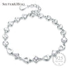 Romantic Luxury Cubic Zircon Heart Charms Bracelet Bangle for Women Wedding Party Jewelry Women Girls Gift
