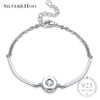 Round Cubic Zircon CZ Crystal Bracelets & Bangles Classic Romantic Jewelry Lady Women 925 Sterling Silver
