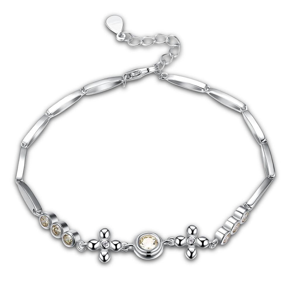 Round Cubic Zircon Pink Green CZ Crystal Bracelets & Bangles Classic Romantic Jewelry Lady Women 925 Sterling Silver