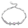 Round Cubic Zircon Pink Green CZ Crystal Bracelets & Bangles Classic Romantic Jewelry Lady Women 925 Sterling Silver