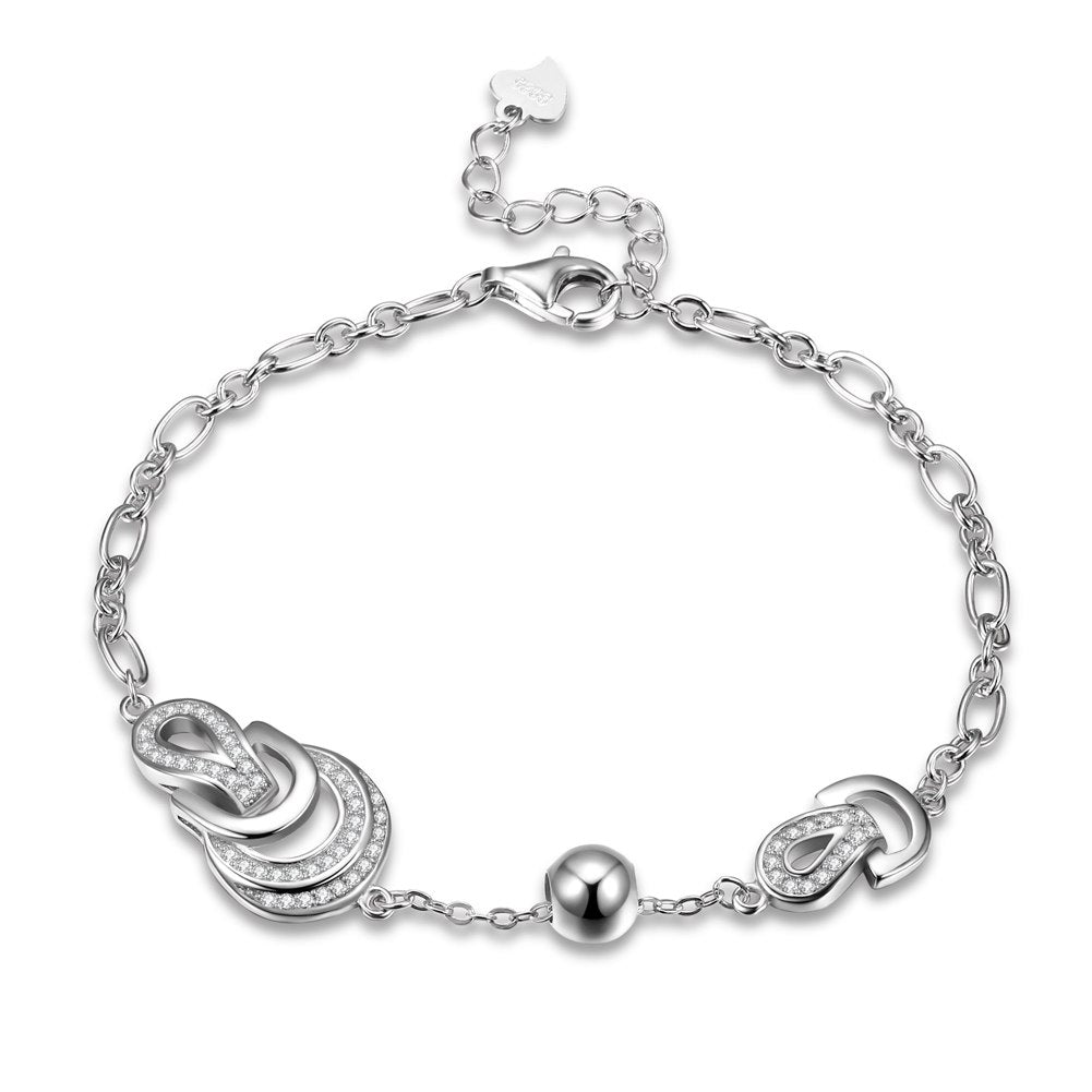 Women Romantic Geometry Charm Bracelets Luxury Fine Jewelry Cubic Zirconia CZ 925 Sterling Silver Wedding Xmas Gift