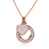Women Sterling Silver Necklace Round Pendant Necklace with Star Fold and Romantic Heart Shape Pendant Necklaces
