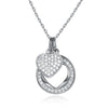 Women Sterling Silver Necklace Round Pendant Necklace with Star Fold and Romantic Heart Shape Pendant Necklaces