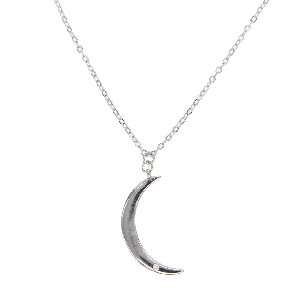 SIMPLE 925 sterling silver crescent moon cute girl young girl moon pendant necklace italy silver 925 chain necklace cheap