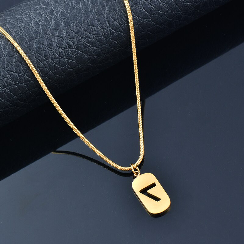 SINLEERY  Black rectangular pendant stainless steel necklace Couple Jewelry on the neck Gold color necklaces for women XL396 SSK