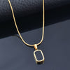 SINLEERY  Black rectangular pendant stainless steel necklace Couple Jewelry on the neck Gold color necklaces for women XL396 SSK