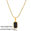 SINLEERY  Black rectangular pendant stainless steel necklace Couple Jewelry on the neck Gold color necklaces for women XL396 SSK
