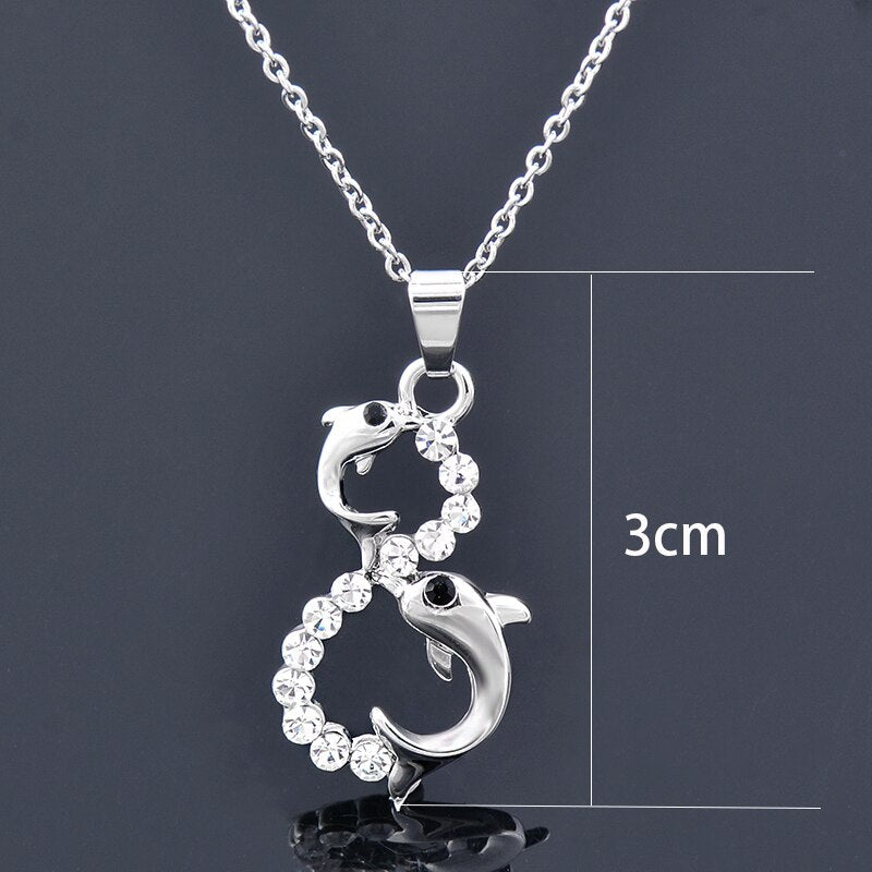 SINLEERY Butterfly Dolphin Horse Animal Pendants and necklaces Silver Color Necklace For Women Jewelry 2021 XL194 SSP