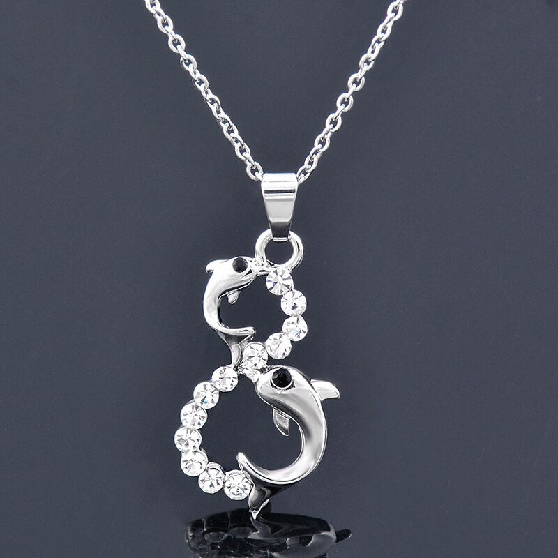 SINLEERY Butterfly Dolphin Horse Animal Pendants and necklaces Silver Color Necklace For Women Jewelry 2021 XL194 SSP