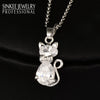 Charm White Cubic Zircon Cat Animal Pendant Necklace For Women Rose Gold Color Chain Jewelry Gifts Xl534