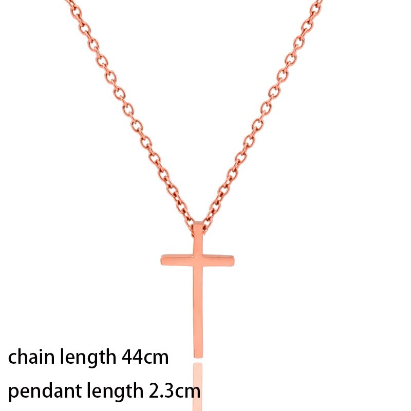 SINLEERY Classic Rose Gold Color Cross Pendant Choker Jewelry Stainless Steel Necklace necklaces for women boho XL307 SSK