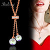 SINLEERY Cubic Zirconia Ball Pendants and necklaces Rose Gold Silver Color Necklace For Women jewelry accessories XL198 SSP