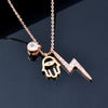 SINLEERY Crystal Lightning Fatima Hand Pendants and necklaces Rose Gold Silver Color Choker For Women Jewelry ZD1 SSP
