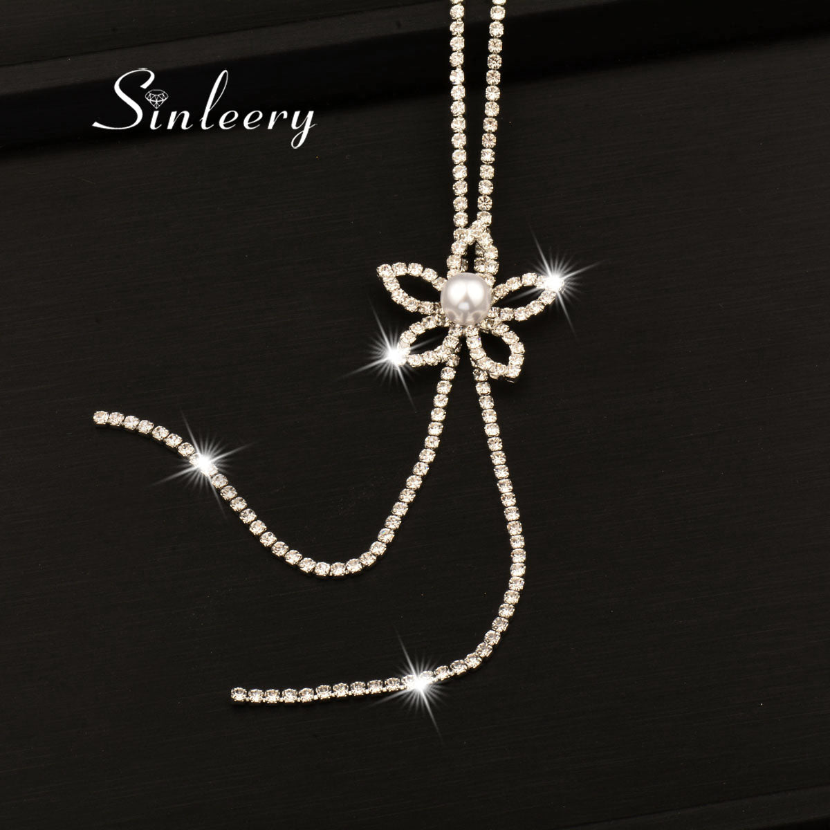 Fashion Full Rhinestone Hollow Flower Tassel Long Necklace Pendants For Women Gold/Silver Color Accessories MY037 SSB