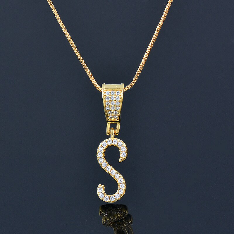 SINLEERY Initial Letter Necklace Cubic Zircon Alphabet Pendants Gold Color Jewelry For Women Birthday Gift Jewelry XL322 SSP