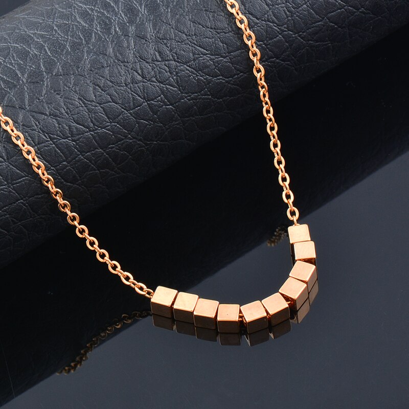 SINLEERY  Korean boho Three-Dimensional Small Square Pendant Stainless Steel Necklace necklace for women 2021 trend XL336 SSK