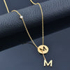 SINLEERY Round lucky letters Pendant Stainless steel necklace Gold color Jewelry on the neck Couple choker 2021 trend  XL396 SSK