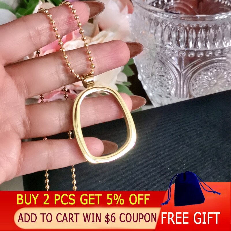 SINLEERY Stainless Steel Jewelry Minimalist Geometric Couple Gold Color Women's Pendant Long Necklace 2021  XL252 SSK