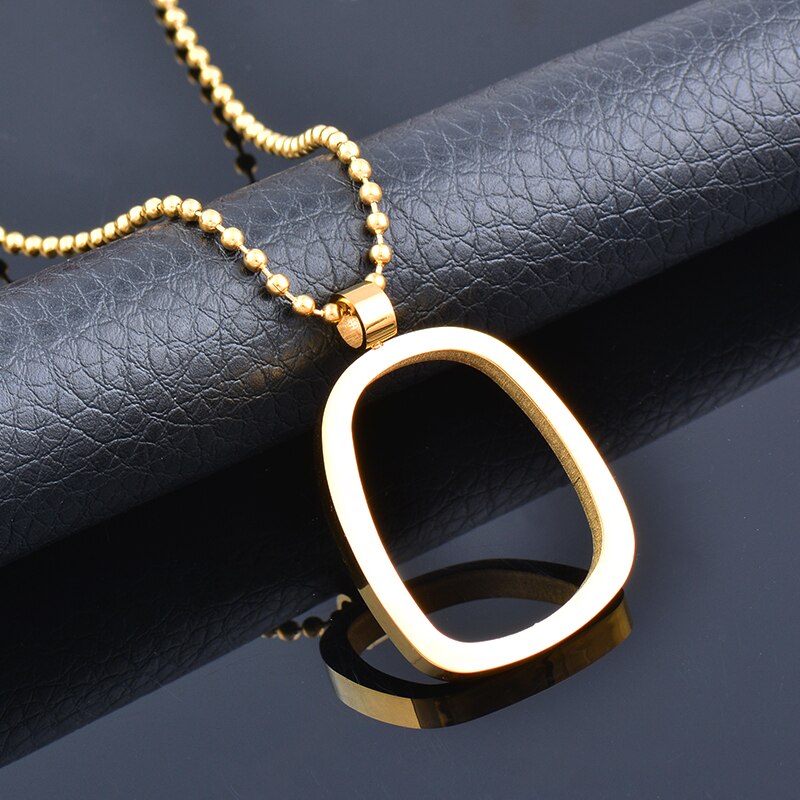 SINLEERY Stainless Steel Jewelry Minimalist Geometric Couple Gold Color Women's Pendant Long Necklace 2021  XL252 SSK