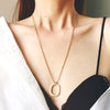SINLEERY Stainless Steel Jewelry Minimalist Geometric Couple Gold Color Women's Pendant Long Necklace 2021  XL252 SSK