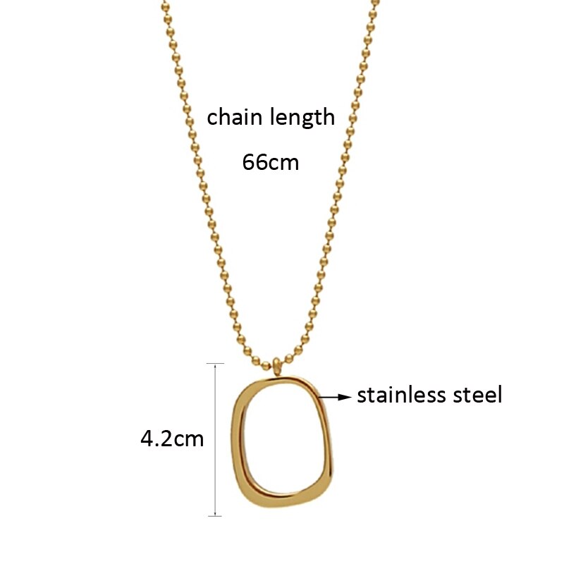 SINLEERY Stainless Steel Jewelry Minimalist Geometric Couple Gold Color Women's Pendant Long Necklace 2021  XL252 SSK