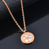 SINLEERY Stainless steel necklace Round flower pendant Choker neck necklaces for women Jewelry 2021  XL336 SK