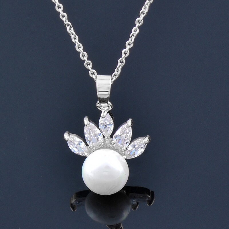 SINLEERY korean Round Ball Pearl Necklace For Women Rose Gold Silver Color Chian Zirconia Pendant accessories ZD1 SSP