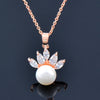 SINLEERY korean Round Ball Pearl Necklace For Women Rose Gold Silver Color Chian Zirconia Pendant accessories ZD1 SSP