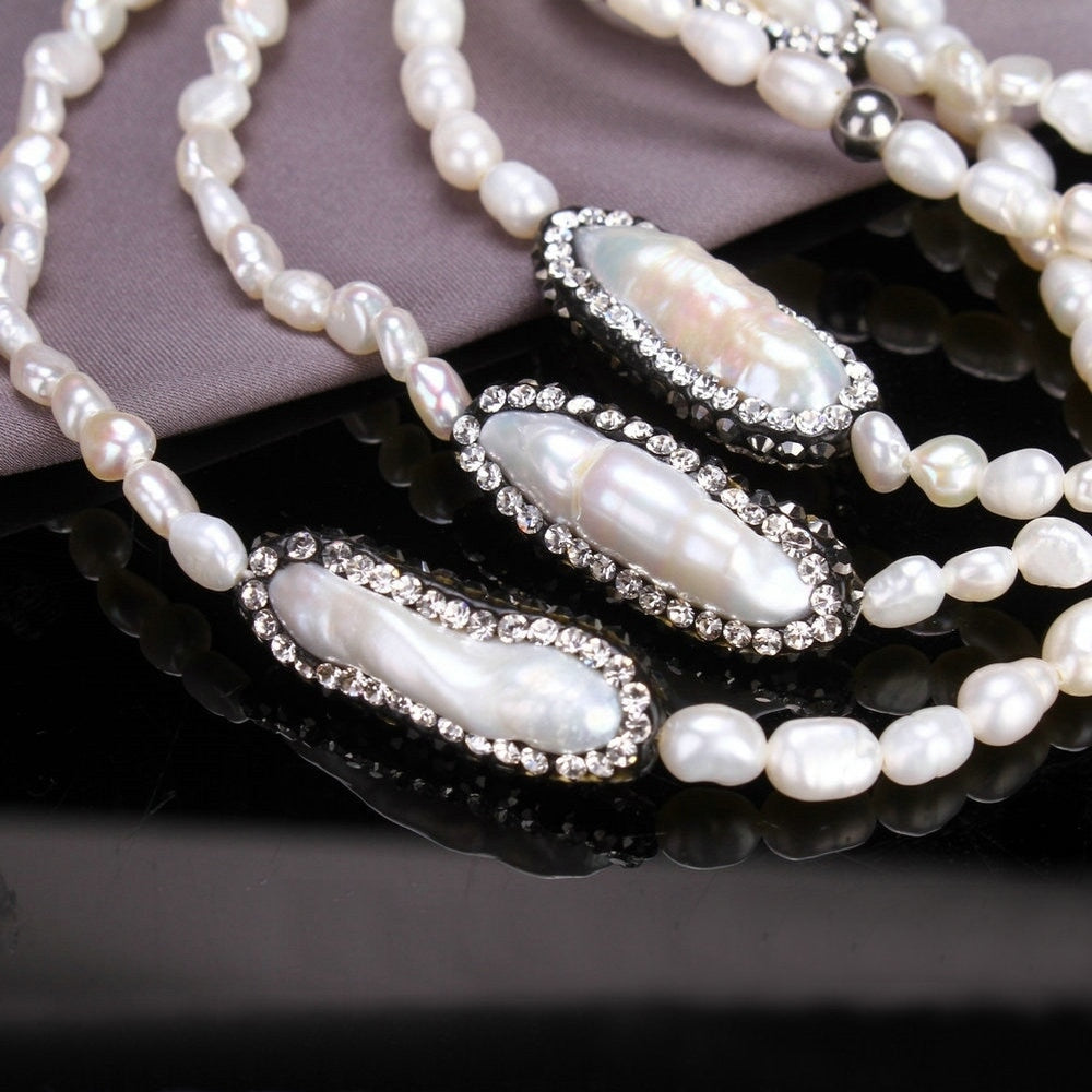 2020 Luxury Natural fresh pearl Jewelry Cubic zircon baroque pearl long sweater necklaces trendy personality jewellery