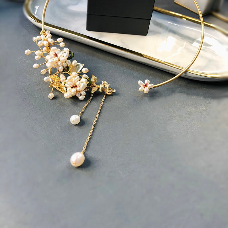 SINZRY 2021 unique original handmade  natural freshwater pearl flower vintage tassel necklace band for women
