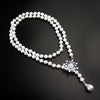 Luxury jewelry simulated pearl cubic zircon snowflake long necklace for women sweater party necklaces