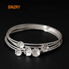 Original design 925 Sterling Silver ethnic flower Bracelets & Bangles Lady silver multi layer charm bangle fine jewelry