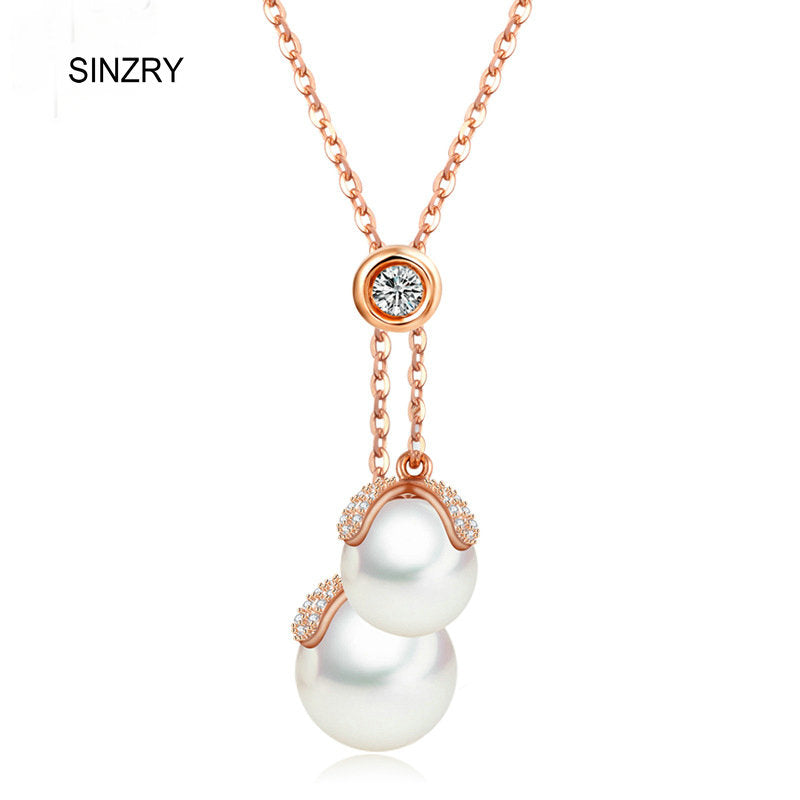 luxury jewelry elegant cubic zirconia tassel pendant necklaces simulated pearl choker necklace for women gift