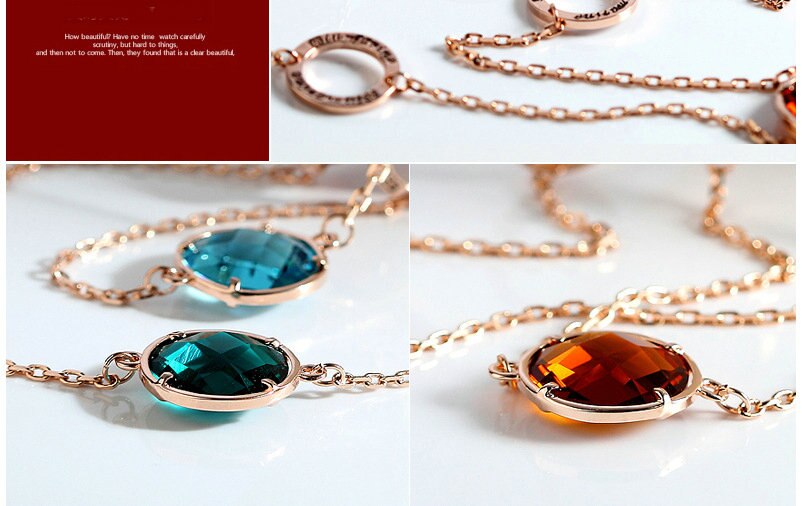SINZRY  Jewellery Rose gold color Austria crystal long sweater necklaces multicolor crystal jewelry