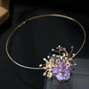 SINZRY handmade natural crystal stone pearl flower necklace band creative summer jewelry